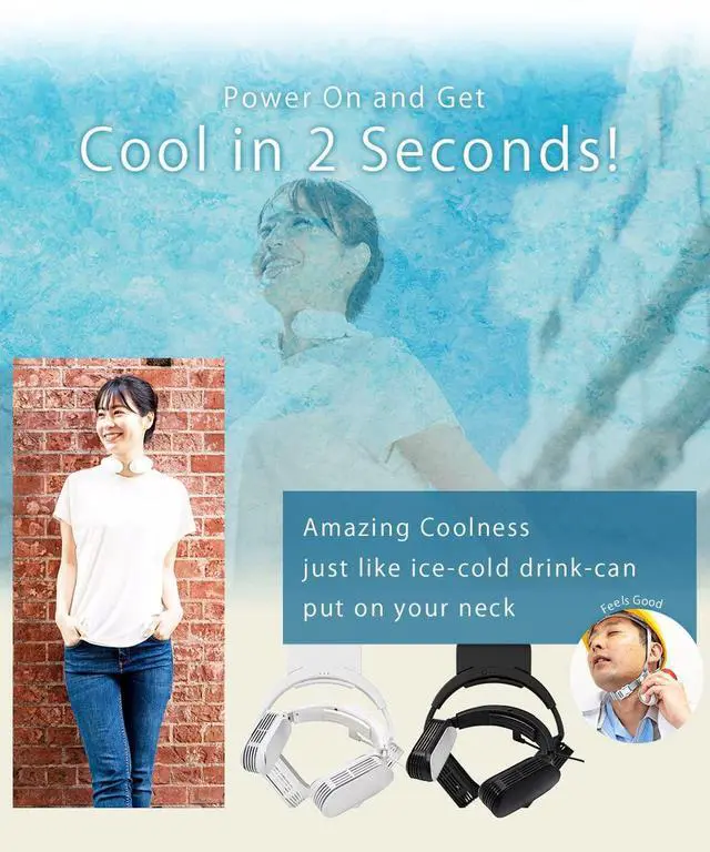 Alt view image 2 of 5 - Neck Cooler Evo (White), Wearable, Outdoor, Workers, Sports, Cooling Plates, 3 Modes, Battery Included, Rechargeable, USB Powered, Hands Free, Headphone Design, Hot Weather, Summer, Peltier Cooler