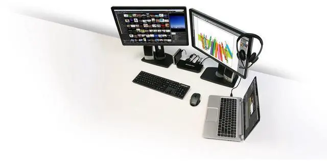 Alt view image 4 of 5 - IOGEAR USB 3.0 9 in 1 Universal Docking Station - Dual Monitor with HDMI n DVI/VGA - 2 x USB 3.0 - 4 x USB 2.0 - Gigabit Ethernet - 3.5mm Audio Out - Laptop - Ultrabook -PCs - Mac - More - GUD300