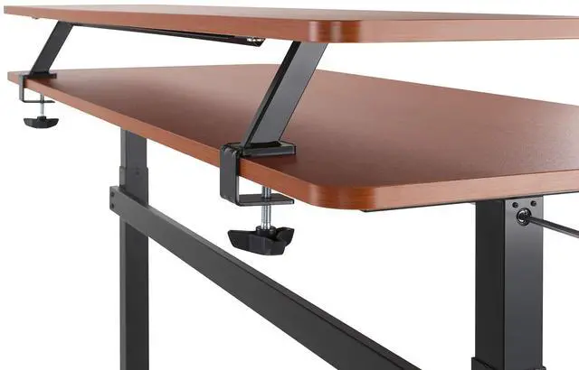 Alt view image 5 of 5 - Stand Steady 55 Inch Clamp On Desk Shelf | Large Monitor Riser Supports 3 Screens for Extra Storage | Ergonomic Monitor Stand Securely Attaches to Surface with Clamp Base - No Screws (55 In / Cherry)