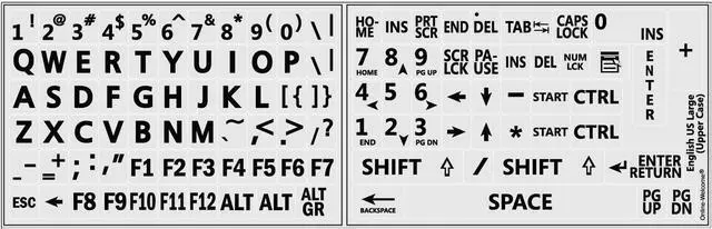 Alt view image 4 of 5 - Five 5 English US Large Print Lettering Black,Yellow, White, Gray BACKGROUNS Keyboard Stickers 5 Colors