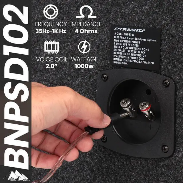 Alt view image 4 of 5 - Pyramid 1000W Dual Bandpass Speaker System - Car Audio Subwoofer w/ Neon Accent Lighting, Plexi-Glass Front Window, 4 Tuned Ports, Silver Polypropylene Cone & Rubber Edge Suspension - Pyramid BNPS102
