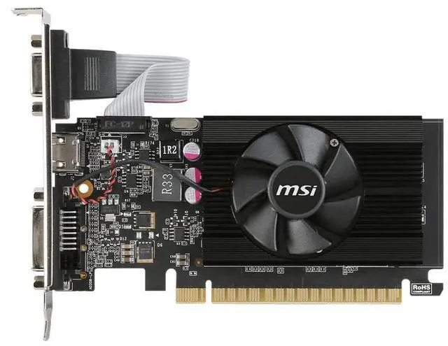 Alt view image 2 of 4 - MSI Gaming GeForce GT 710 2GB GDRR3 64-bit HDCP Support DirectX 12 OpenGL 4.5 Single Fan Low Profile Graphics Card (GT 710 2GD3 LP)