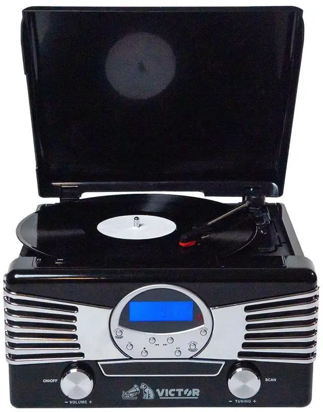 Main image of Victor VHRP-1400 Diner 7-in-1 Turntable Music Center with Record Player, CD/MP3 Player, AM/FM Radio, Bluetooth, USB Playback and Recording, and Built-in Stereo Speakers  Perfect for Music Lovers