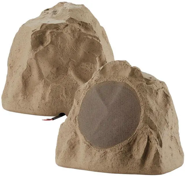 Main image of Theater Solutions 2R8S Outdoor Sandstone 8" Rock 2 Speaker Set for Deck Pool Spa Yard Garden