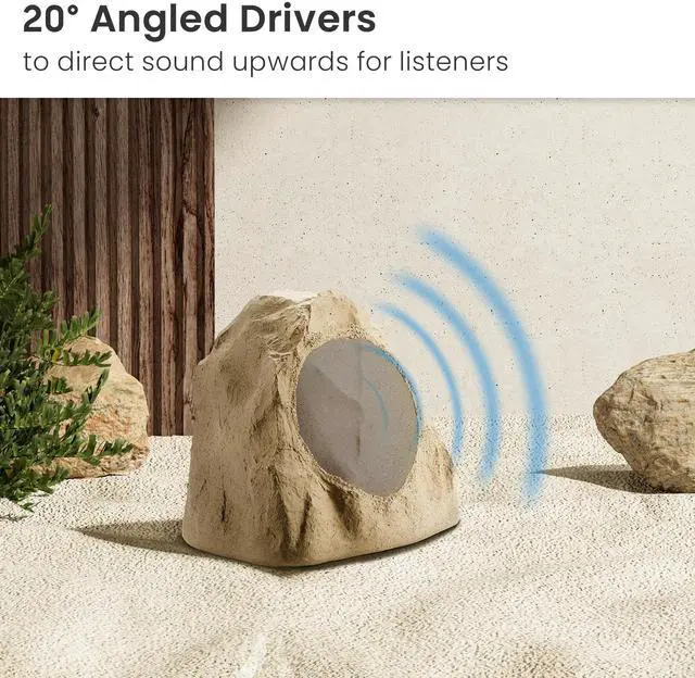 Alt view image 5 of 5 - Theater Solutions 2R8S Outdoor Sandstone 8" Rock 2 Speaker Set for Deck Pool Spa Yard Garden