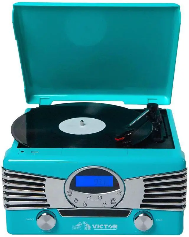 Main image of Victor VHRP-1400 Diner 7-in-1 Turntable Music Center with Record Player, CD/MP3 Player, AM/FM Radio, Bluetooth, USB Playback and Recording, and Built-in Stereo Speakers  Perfect for Music Lovers