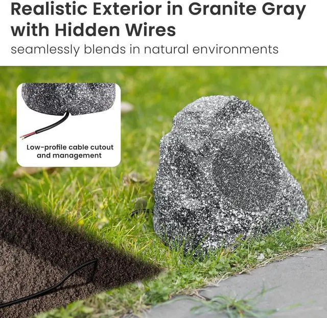 Alt view image 2 of 5 - Theater Solutions 4R4G New Wired Outdoor Garden Waterproof Granite Rock Patio Speakers (set of 4)