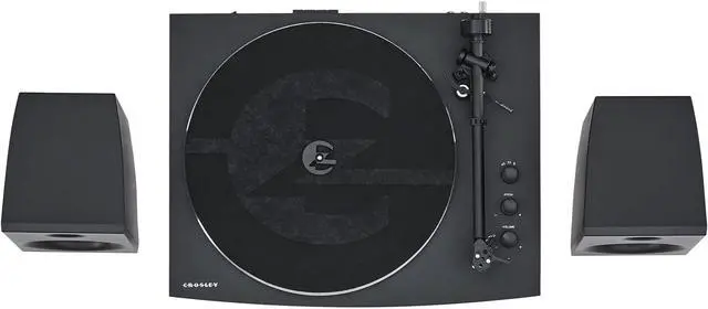 Alt view image 3 of 5 - Crosley T150C-BK 2-Speed Bluetooth Turntable Record Player System with Weighted Tone Arm and Stereo Speakers, Black