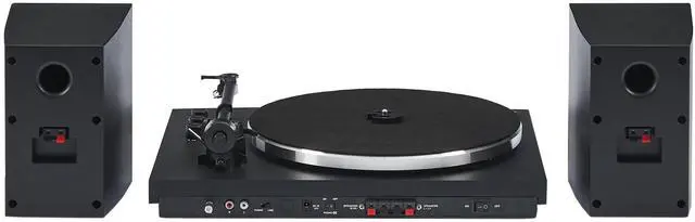 Alt view image 5 of 5 - Crosley T150C-BK 2-Speed Bluetooth Turntable Record Player System with Weighted Tone Arm and Stereo Speakers, Black