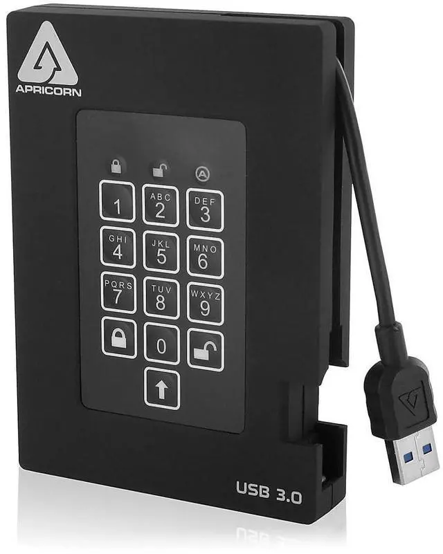 Main image of Apricorn 500GB Aegis Padlock Fortress FIPS 140-2 Level 2 Validated 256-Bit Encrypted USB 3.0 Hard Drive with PIN Access (A25-3PL256-500F)
