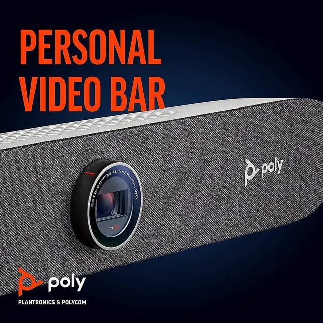 Alt view image 2 of 5 - Poly Studio P15 Personal Video Bar (Plantronics + Polycom) - 4K Video Quality - Camera, Microphones & Speaker Solution with Premium Audio & Video - Certified for Zoom and Teams
