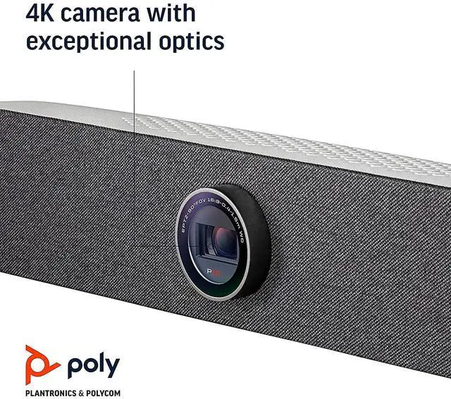 Alt view image 4 of 5 - Poly Studio P15 Personal Video Bar (Plantronics + Polycom) - 4K Video Quality - Camera, Microphones & Speaker Solution with Premium Audio & Video - Certified for Zoom and Teams