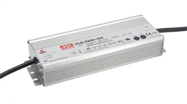 Main image of Mean Well HLG-320H-12A Switching LED Power Supply, Single Output, 12V, 0-22A, 264W, 1.7" H x 3.5" W x 9.9" L, White