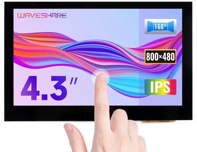 Main image of Waveshare 4.3inch Capacitive Touch Screen LCD Compatible with Raspberry Pi 5/4B/3B+/3A+/2B/B+/A+/Zero/Zero W/WH/Zero 2W CM3+/4 800×480 Resolution HDMI IPS Supports Jetson Nano/Windows