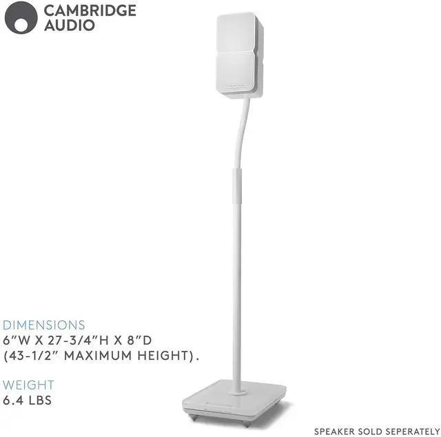 Alt view image 2 of 5 - Cambridge Audio Minx 600P Adjustable Speaker Stands | Adjusts from 27.75-inch to 43.5-inch | White (Pair)
