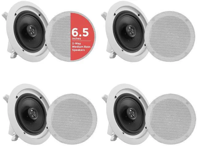 Main image of Pyle 6.5 4 Bluetooth Flush Mount In-wall In-ceiling 2-Way Speaker System Quick Connections Changeable Round/Square Grill Polypropylene Cone & Tweeter Stereo Sound 4 Ch Amplifier 200 Watt - PDICBT266