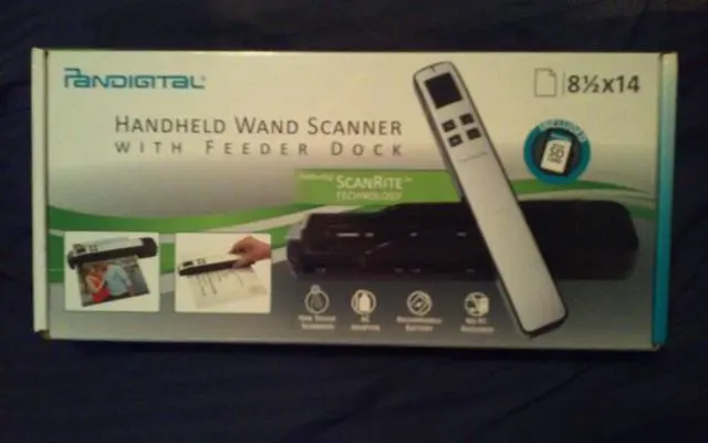 Main image of Pandigital PANSCN09PU Handheld Wand Scanner w/Feeder Doc Station & 2GB microSD Card (Dark Purple)