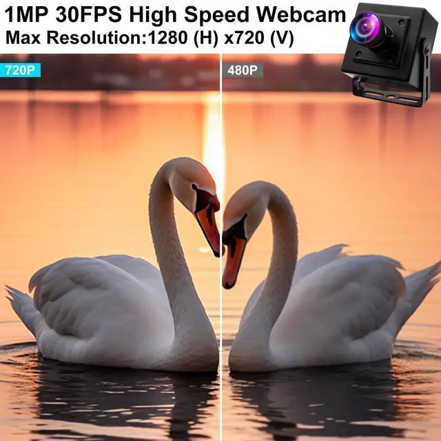 Alt view image 2 of 5 - Magnolia 170° Wide Angle Fisheye USB Camera - 720P HD Mini Box Webcam with OV9712 Sensor, High Speed USB 2.0, UVC Plug & Play for PC/Mac/Linux/Raspberry Pi