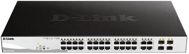 Main image of D-Link 28-Port Gigabit Smart Managed PoE+ Switch |24 PoE+ Ports (193W) + 4 SFP Combo Ports |L2+ | VLANs | Web Managed | Surveillance Mode | Rackmount | NDAA Compliant |Lifetime Warranty (DGS-1210-28P)