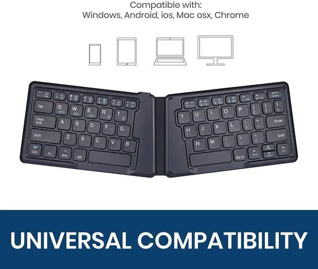 Alt view image 2 of 5 - Perixx PERIBOARD-805E US, Wireless Foldable Ergonomic Bluetooth Keyboard, Ultra-Thin X Type Keys, Compatible with iOS, Android, or Windows Smartphone, Tablet, or Laptops, US English