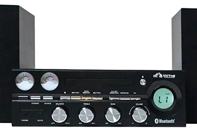 Alt view image 2 of 5 - Victor VDTS-4400 Milwaukee 50 Watt Desktop Bluetooth Stereo System with CD/MP3 Player, FM Radio, Functioning VU Meters, and Detached Stereo Speakers  Perfect for Home or Office Audio