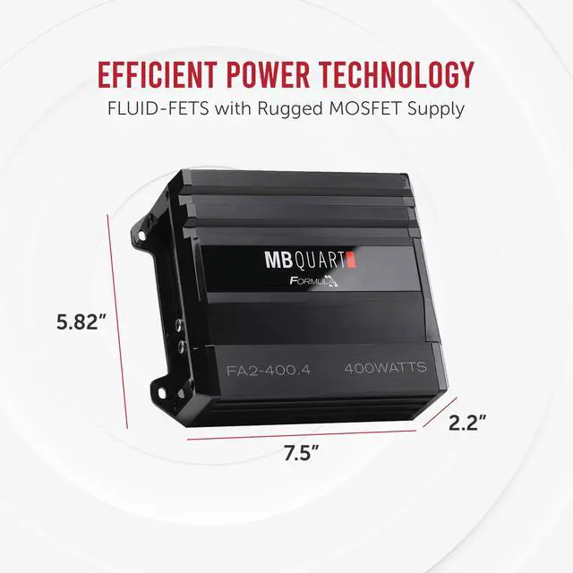 Alt view image 2 of 5 - MB Quart Formula 400 Watt 1 Ohm Stable 4 Channel Full Range Class Q1 Car Audio Mobile Amplifier with Bass Remote, FA2-400.4, Black