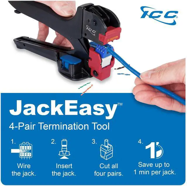 Alt view image 4 of 5 - ICC CAT5e Keystone Jack with Slim Profile 180 Degree Punch Down, RJ45 UL Listed PoE++ TAA VoIP Compliant for Wall Plate or Patch Panel, Works with JackEasy Termination Tool, White 25 Pack
