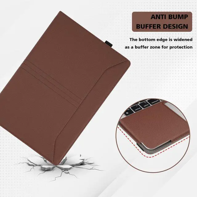 Alt view image 4 of 5 - TYTX Compatible MacBook Pro 13 Inch Case, PU Leather Fits 2016-2024 Model M2 A2338 M1 A2251 A2289 A2159 A1989 A1708 A1706, 13" Laptop With Vents and Stand Function, Brown