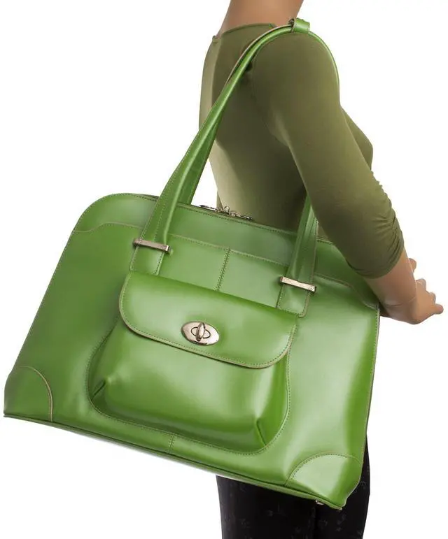 Alt view image 4 of 5 - McKleinUSA W Series, Avon, Top Grain Cowhide Leather, 15" Leather Ladies' Laptop Briefcase, Green (96651), One Size