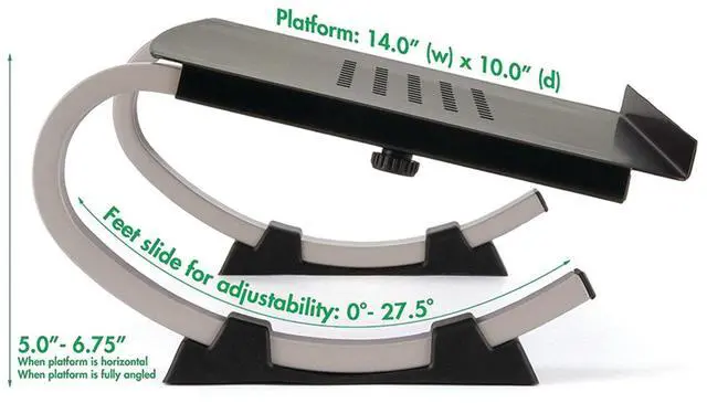 Alt view image 3 of 5 - Allsop Redmond Adjustable Laptop Stand, Vented Curved Sturdy Metal Ergonomic Riser