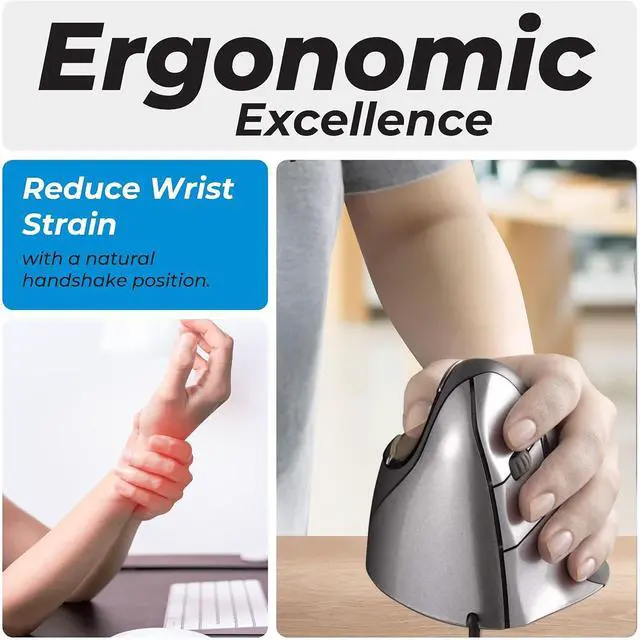 Alt view image 2 of 5 - Evoluent VM4L VerticalMouse 4 Left Hand Ergonomic Mouse with Wired USB Connection (Regular Size)