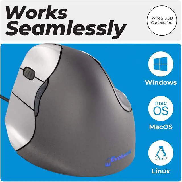 Alt view image 3 of 5 - Evoluent VM4L VerticalMouse 4 Left Hand Ergonomic Mouse with Wired USB Connection (Regular Size)