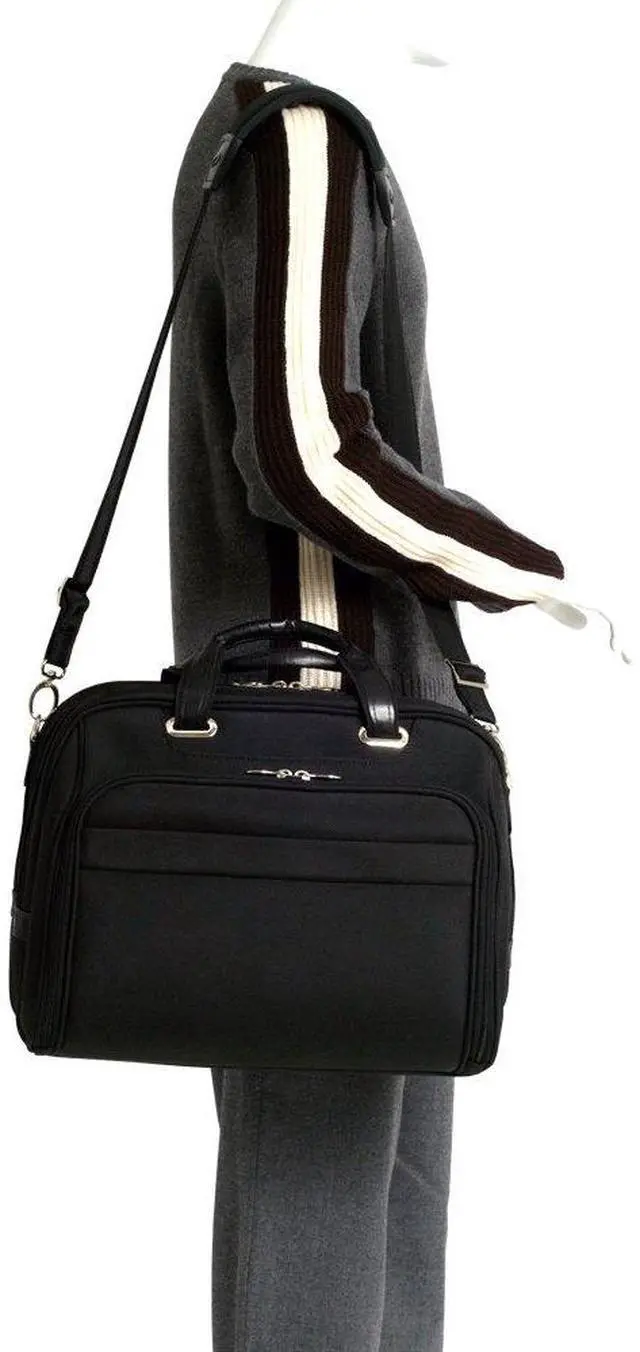 Alt view image 4 of 5 - McKleinUSA R Series, Springfield, Nylon, 15" Leather Fly-Through Checkpoint-Friendly Laptop Briefcase, Black (76595), 17"x5.25"x13"