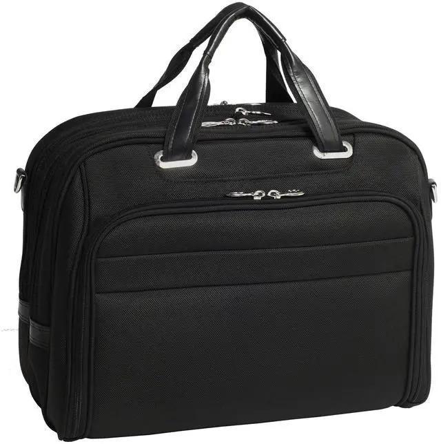 Main image of McKleinUSA R Series, Springfield, Nylon, 15" Leather Fly-Through Checkpoint-Friendly Laptop Briefcase, Black (76595), 17"x5.25"x13"