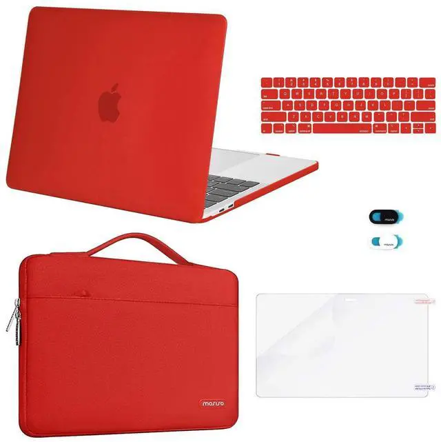 Main image of MOSISO Compatible with MacBook Pro 13 inch Case M2 2025, 2024, 2023-2016 A2338 M1 A2251 A2289 A2159 A1989 A1708 A1706, Plastic Hard Case&Bag&Keyboard Skin&Webcam Cover&Screen Protector, Red