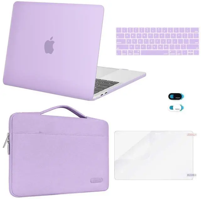 Main image of MOSISO Compatible with MacBook Pro 13 inch Case M2 2025, 2024, 2023-2016 A2338 M1 A2251 A2289 A2159 A1989 A1708 A1706, Plastic Hard Case&Bag&Keyboard Skin&Webcam Cover&Screen Protector, Light Purple