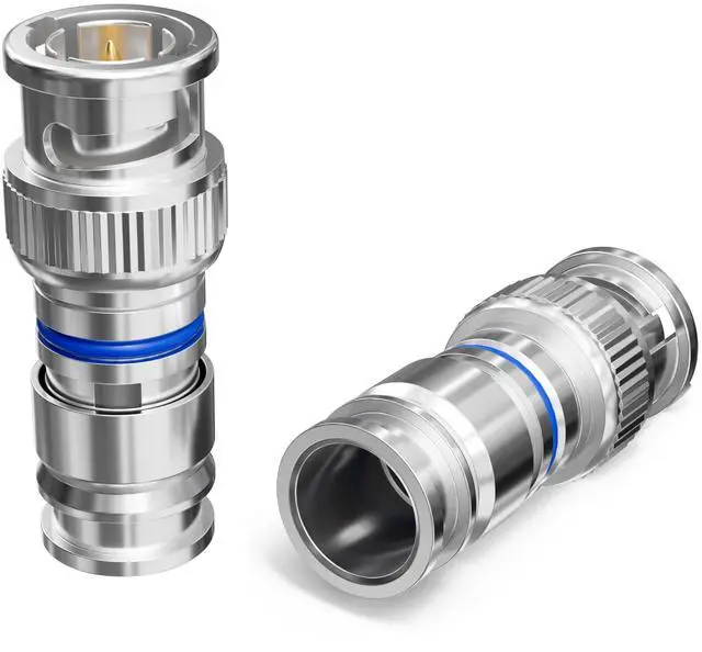 Main image of THE CIMPLE CO BNC Compression Connector for RG6 Coaxial Cable - Pack of 100 - Solid Construction with High Grade Metals - Male BNC Connectors for CCTV, SDI, HD-SDI, Siamese, Security Camera