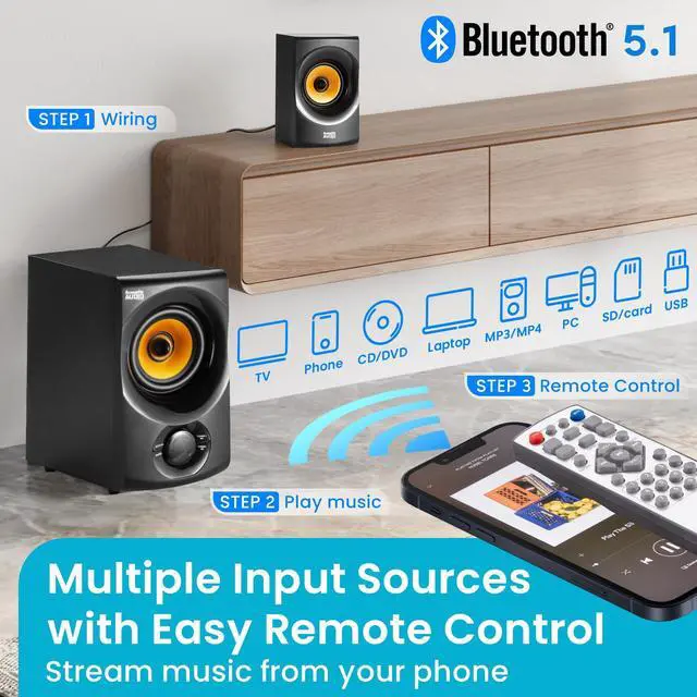 Alt view image 4 of 5 - Acoustic Audio AA5170 Home Theater 5.1 Bluetooth Speaker System 700W with Powered Sub