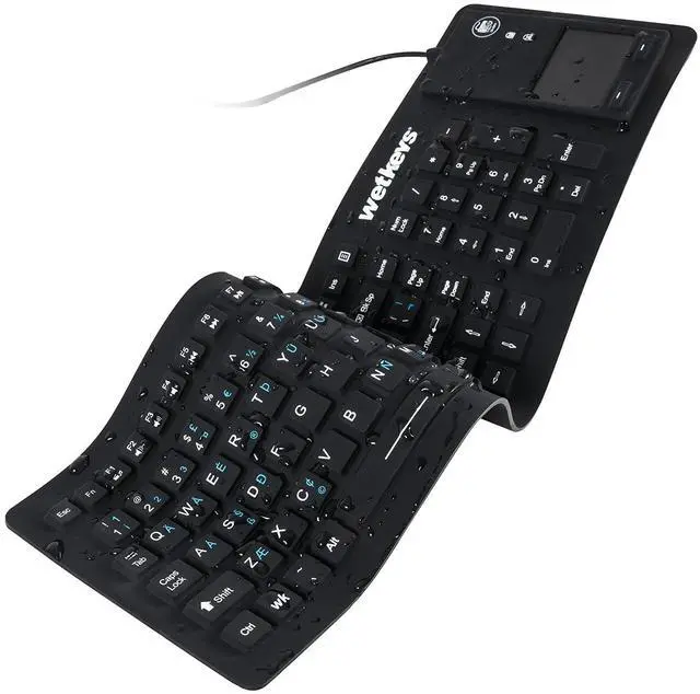 Alt view image 3 of 3 - WetKeys "Flex Touch Full-Size Flexible Silicone Washable Keyboard with Touchpad and ON/Off Switch (USB) (Black) | KBWKFC103STi-BK