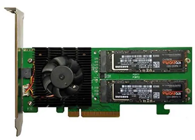 Alt view image 5 of 5 - Highpoint SSD7202  PCIe 3.0 x8 2-Port M.2 NVMe RAID AIC RAID Controller Card
