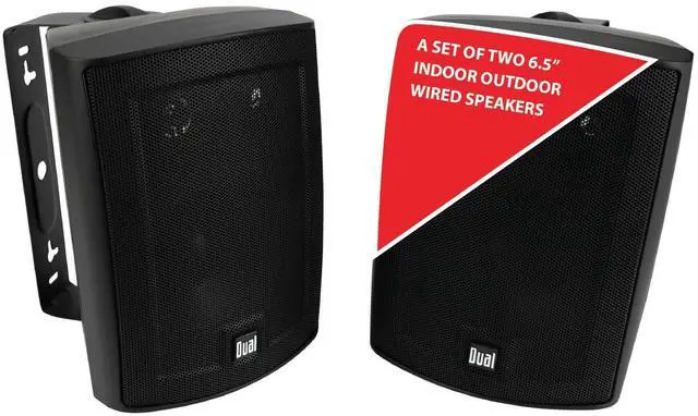 Main image of Dual Electronics LU63PB 6.5" 3-Way High Performance Outdoor Indoor Wired Speakers | Effortless Set Up | Home, Pool, Patio, Garage Use | Weather Resistant | Expansive Stereo Sound Coverage | Black