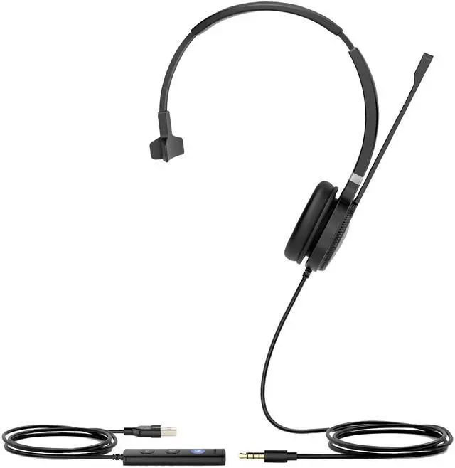 Alt view image 2 of 3 - Yealink UH36-MONO UH36 Mono Wired USB Headset - USB 2.0, 3.5mm Jack, Certified for use with Microsoft Teams