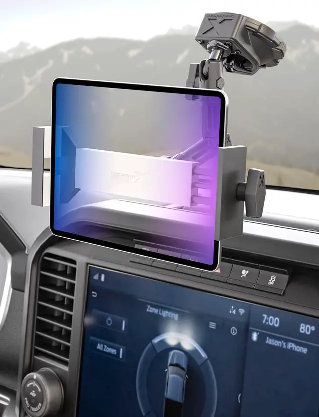 Alt view image 2 of 5 - Bracketron HD Tablet Dock PRO Dash and Window Metal Clamp Mount, Universal Tablet Holder for Cars and Trucks, Compatible with Tablets Up to 10 Inches Wide