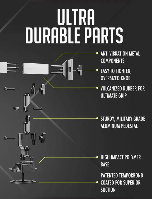 Alt view image 5 of 5 - Bracketron HD Tablet Dock PRO Dash and Window Metal Clamp Mount, Universal Tablet Holder for Cars and Trucks, Compatible with Tablets Up to 10 Inches Wide