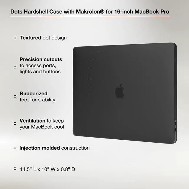 Alt view image 3 of 5 - Incase Dots Hardshell with Makrolon® - MacBook Pro 16 inch Case - 2020, 2019 - MacBook Case, Laptop Cover, Protective Hard Shell, Scratch Resistant - Black