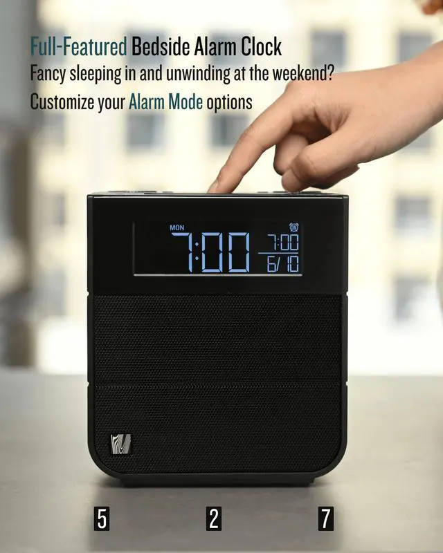 Alt view image 3 of 5 - Soundfreaq Sound Rise II, SFQ-16: Bedside Alarm Clock Radio & Bluetooth Speaker, with Large Display Screen, FM Radio, Fast USB Charging, and Nature Sound