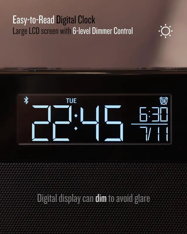 Alt view image 5 of 5 - Soundfreaq Sound Rise II, SFQ-16: Bedside Alarm Clock Radio & Bluetooth Speaker, with Large Display Screen, FM Radio, Fast USB Charging, and Nature Sound
