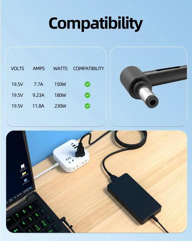 Alt view image 2 of 5 - 230W 180W AC Charger Fit for MSI GS65 GS75 GE72MVR GE62MVR P65 WS65 WS75 Power Adapter Supply Cord