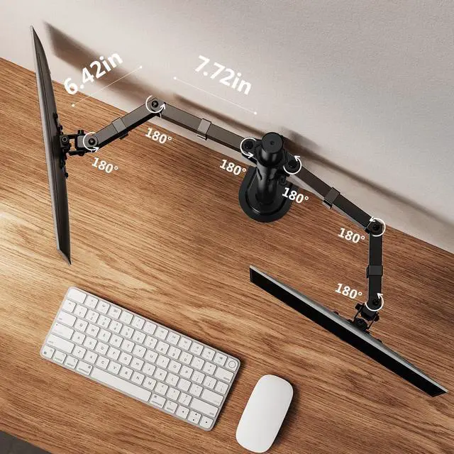 Alt view image 5 of 5 - ErGear Dual Monitor Stand, Heavy Duty Adjustable Monitor Desk Mount for 2 Screens up to 32 Inches, Fully Adjustable Height, Tilt, Swivel, Rotate, Supports 17.6 lbs per Monitor Arm, Easy Installation