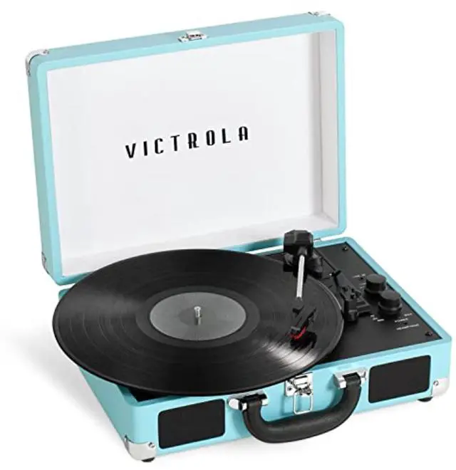 Main image of Victrola Journey+ Bluetooth Suitcase Record Player  Built-In Speakers, 33-1/3, 45 & 78 RPM Vinyl Record Player, RCA Out, Headphone Jack, Wireless Streaming (Turquoise)
